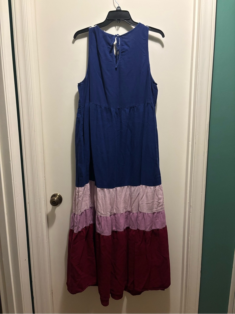 Ava & Vic Color Block Maxi Dress - Navy, Light Pink & Burgundy